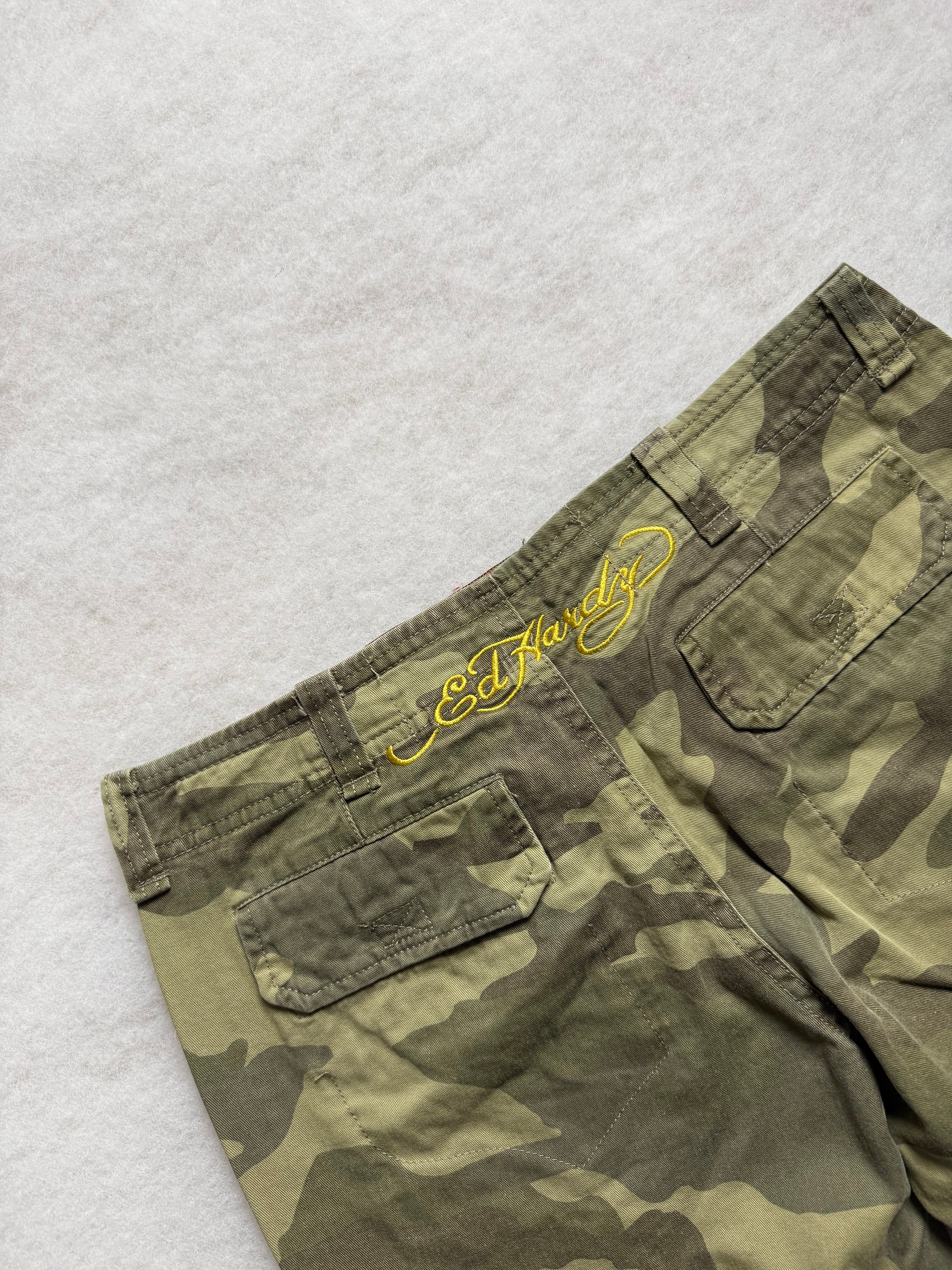 Ed Hardy Boot Cut Cargo Camo Pants 27