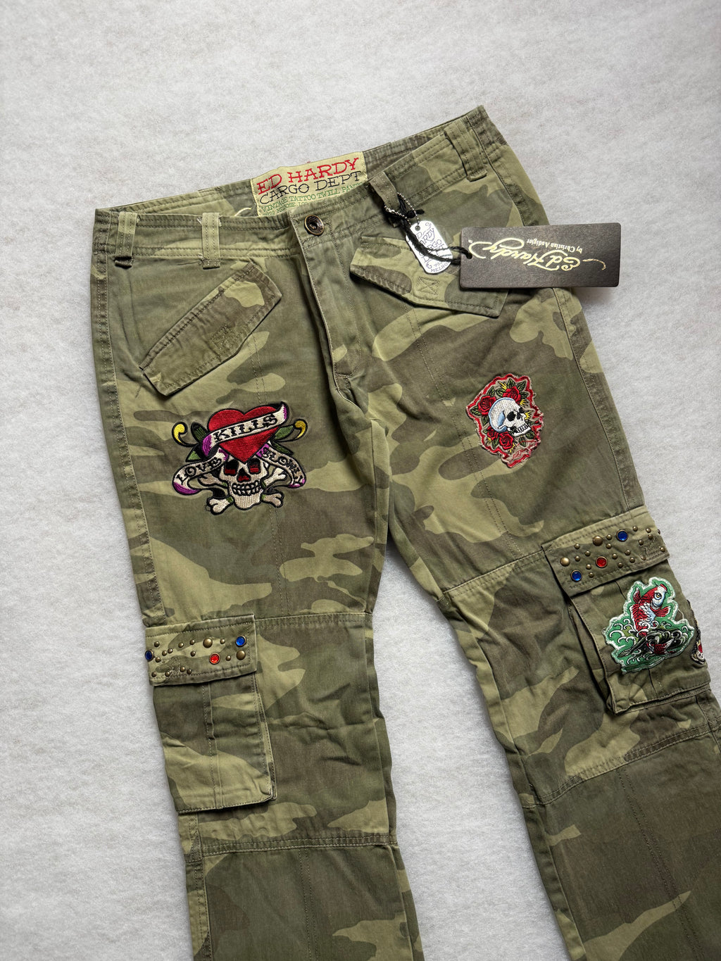 Ed Hardy Boot Cut Cargo Camo Pants 27