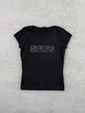 Guess Top Glitzer Schrift